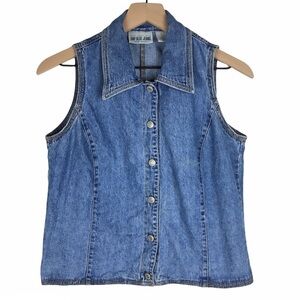 GAP Blue Jeans Top Vest Vintage Denim Sleeveless 90s Y2K Trucker Western Medium
